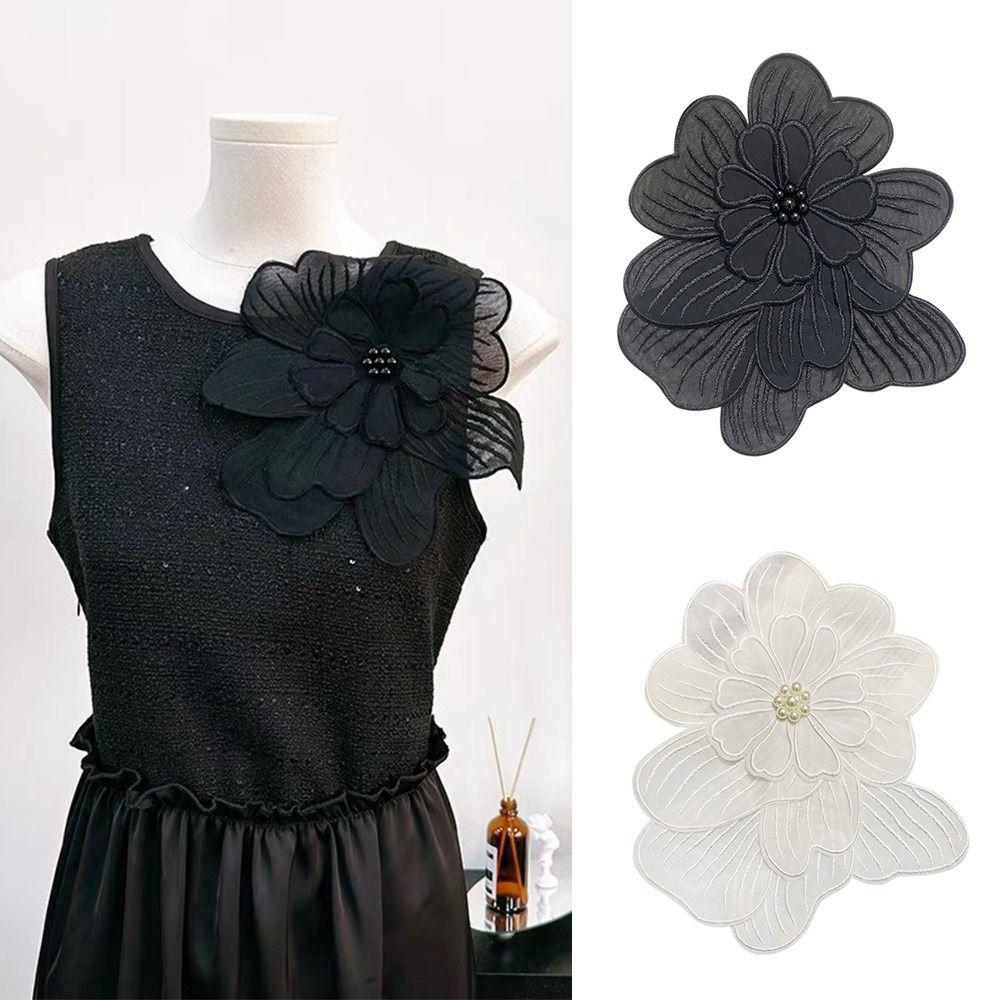 Аксессуары для одежды Нашивки с жемчужными цветами, вышитые цветочные нашивки Нашивки с вышивкой