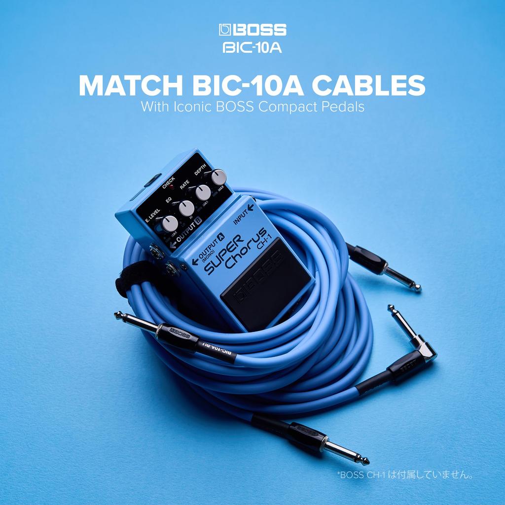 BOSS Гитарный кабель Синий 3м Тип L Бескислородная сигнальная линия Плетеный кабель BIC-10A-BU Тип-Прямой