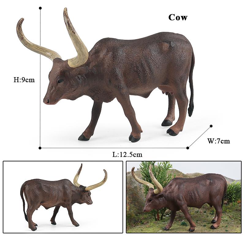 Oenux Фермерские животные Бой быков Ковбой Симуляция Домашняя птица Крупный рогатый скот Теленок Бык Вол Бык Коллекция фигурок ПВХ Модель Игрушка Детский подарок