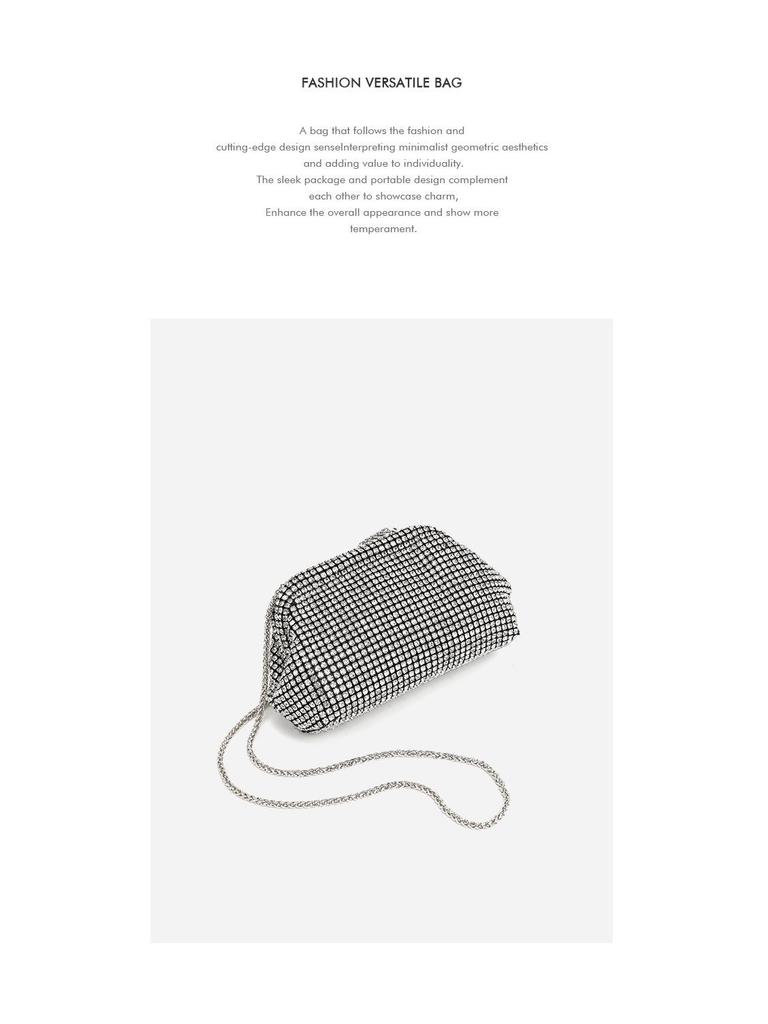 Облачная сумка: Женский вечерний клатч со стразами и плечевой цепочкой, кроссбоди в форме ракушки.