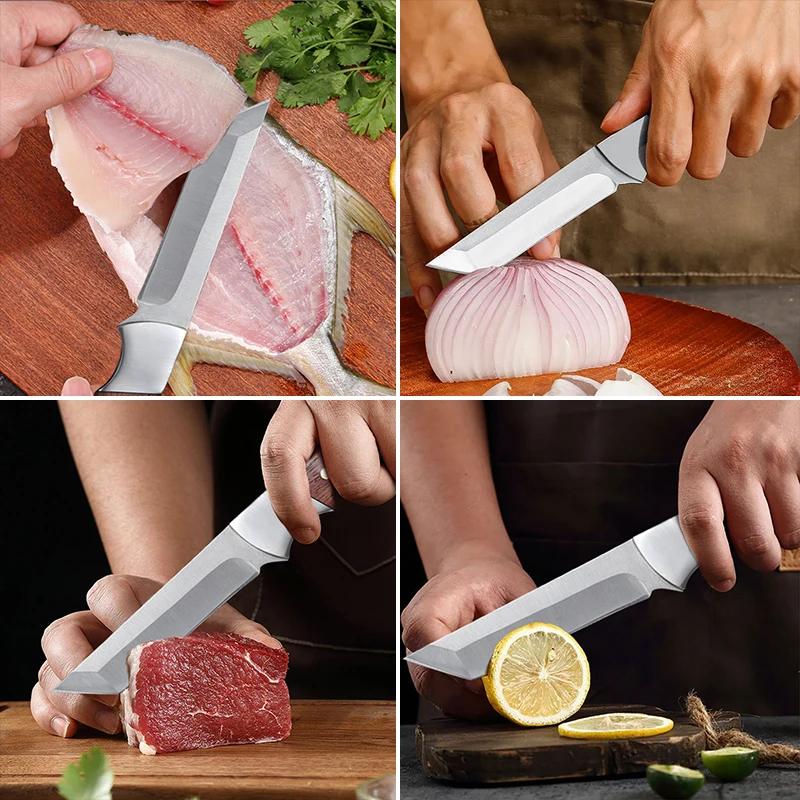 WXCOO Тесак для мяса Нержавеющая сталь Мясницкий Портативный Кухонный Деревянная ручка Нож для разделки Мяса Монгольский ББQ Нож для баранины Фруктовый нож