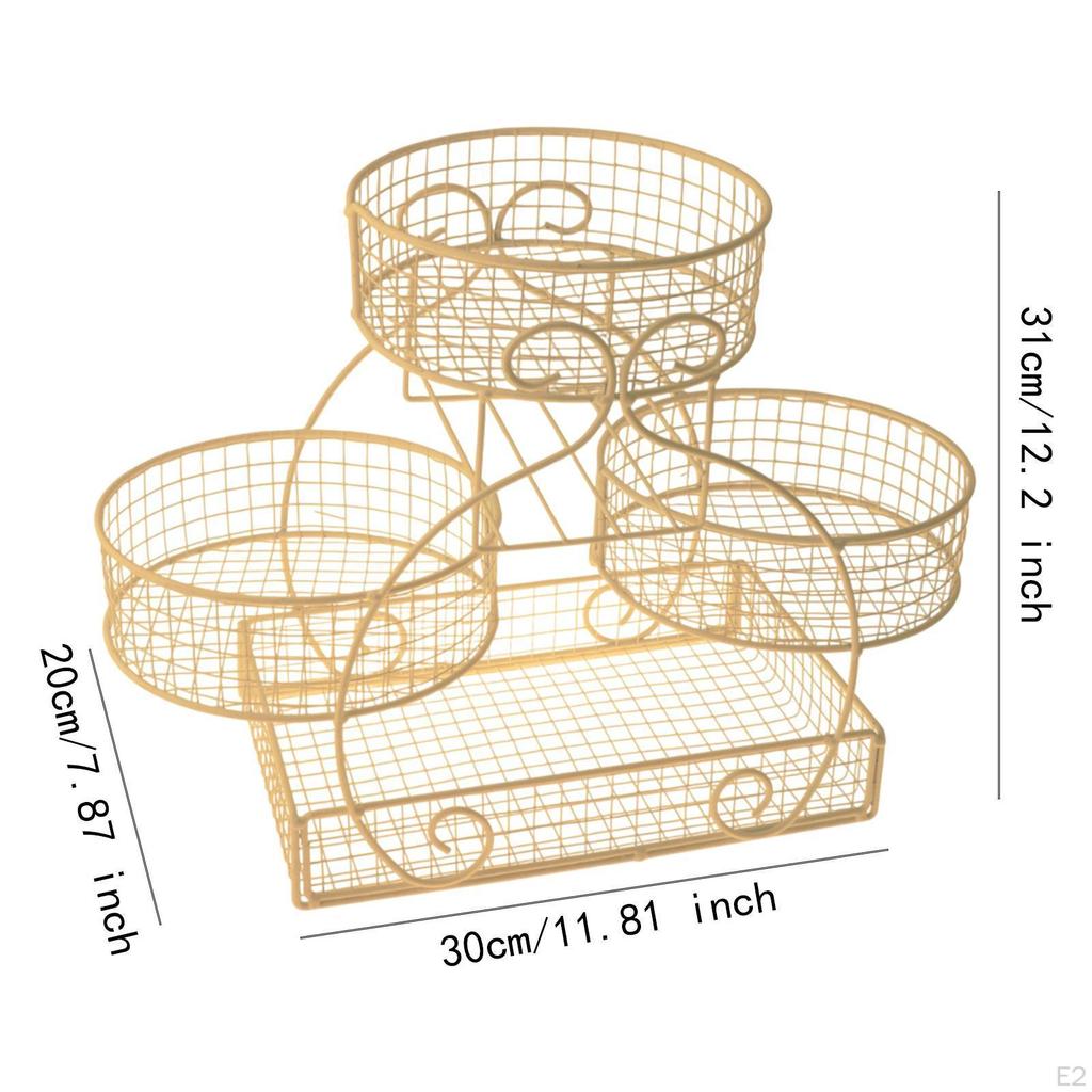 Fruit Basket Bowl Holder Produce Organizer Kitchen Countertop Rack for Veggie
