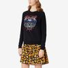 (WMNS) KENZO Многоцветная вышитая голова тигра с круглым вырезом и рукавами реглан Худи Черный Женская F962SW8074XE-99
