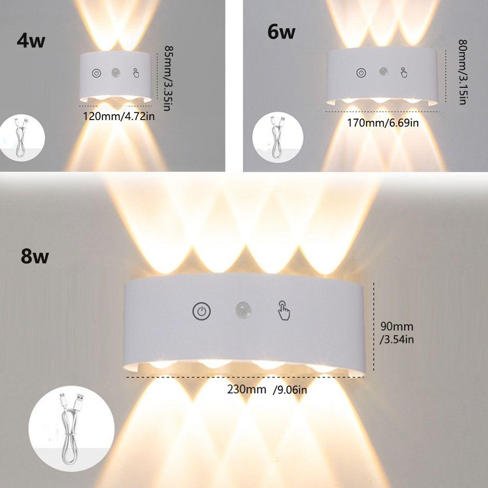 Dual Up Down Lighting PIR Motion Sensor Wall Lamp 3 Color Light Waterproof LED Wall Light Modern Design Rechargeable