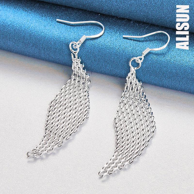 Серьги-подвески из переплетенного серебра 925 пробы, модные свадебные украшения