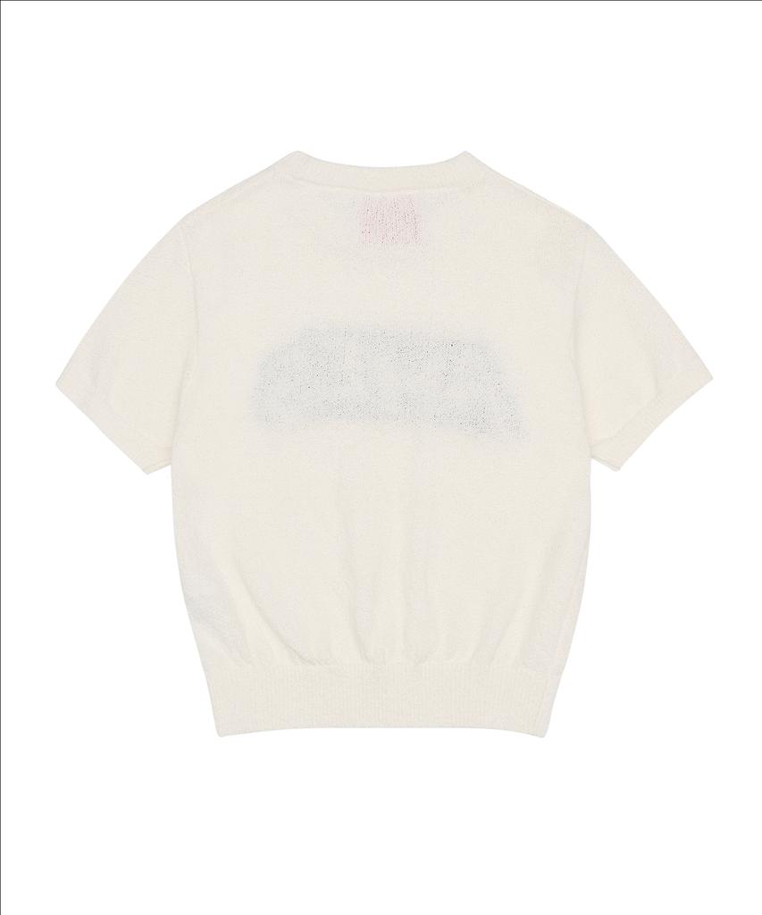 AMES-WORLDWIDE Hairy Logo Short Sleeve Knit Ivory