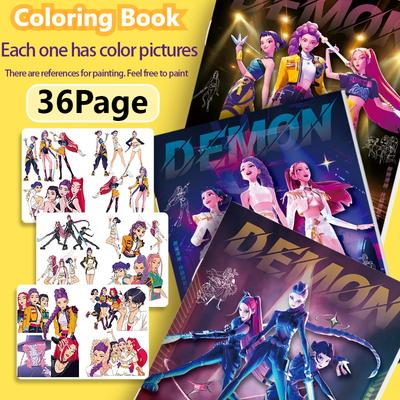 Новая книжка-раскраска с картинками K-Pop Охотники на демонов, 36 страниц, 24*17 см, Аниме, Периферия, Линейный рисунок, Раскраска, Детский альбом, Раскрашивание, Рисование