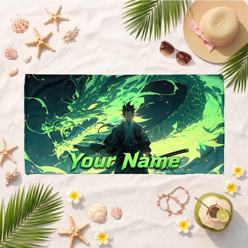 Anime (5) Custom Name Beach Towel Soft Towel Gift for Beach Pool Swimming Vacation