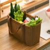 Hand Woven Picnic Basket Imitation Rattan Large Shopping Baskets Fruit Vegetable Storage Basket With Handle