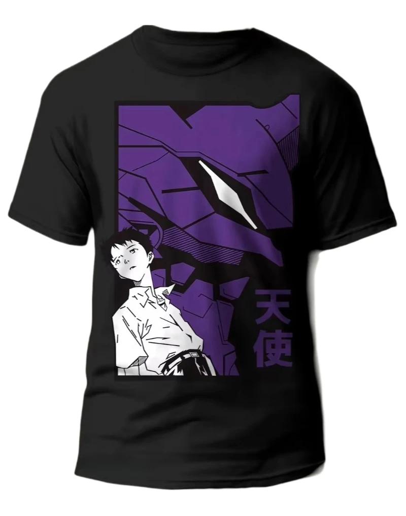 2026 New Century Evangelion Classic Initial Machine Print Black Loose Fit Bestseller Super Skin Friendly Large T-shirt Camisetas