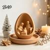 Durable PLA Plastic Sculpture 3D Printed Egg?Shaped Nativity Scene Figurine, Holy Family Manger Unique Christmas Table Centerpiece Decor, Minimalist