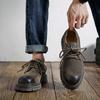 Fashion Men Leather Business Casual Lace Up Leather Shoes Outdoor Men Autumn Anti Slip Wear-resistant Comfortable Workwear Shoes
