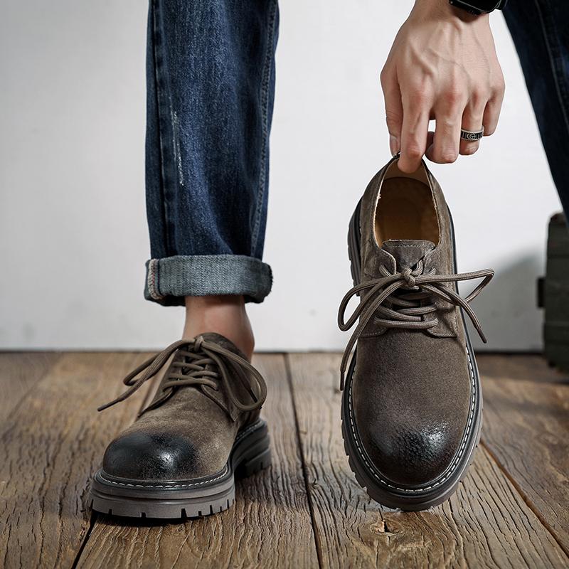 Fashion Men Leather Business Casual Lace Up Leather Shoes Outdoor Men Autumn Anti Slip Wear-resistant Comfortable Workwear Shoes