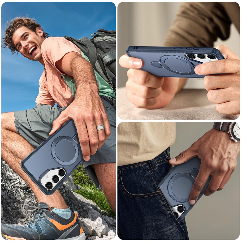 For Samsung Galaxy S25/S24 Case with Magnetic Kickstand TPU+PC Anti Drop Phone Cover