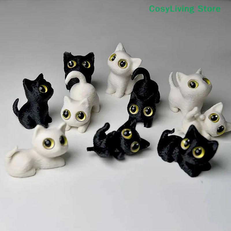 3D-печатные ornaments с большими глазами, мини-статуэтки кошек, миниатюрные милые котята, поделки для микро-ландшафтов, маленькие ornaments, украшение для рабочего стола
