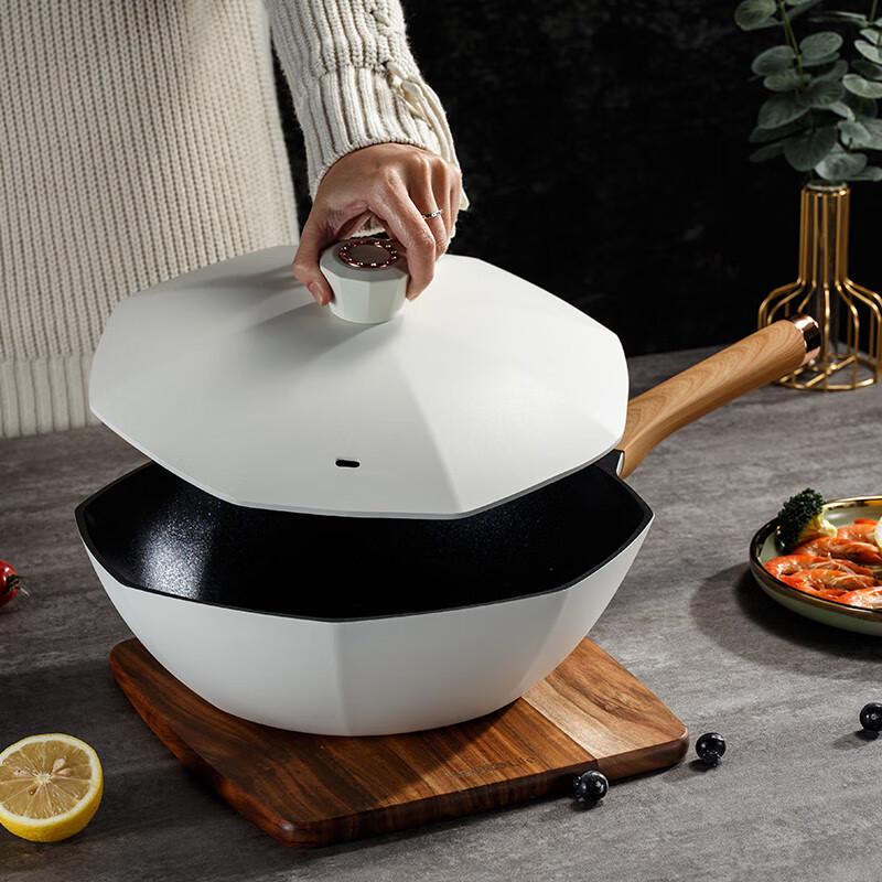 XinSite Octagonal Frying Pan with Aluminum Lid