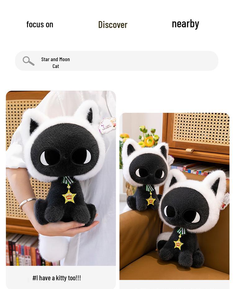 Cartoon Cat Moon Star Plush Pillow Toy for Girls