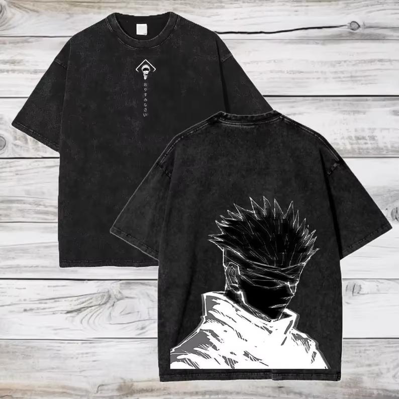 2026 Hot Sale Gojo Satoru Jujutsu Kaisen T Shirt Men Women Tshirt Washed Cotton T-shirt Clothing Summer Short Sleeve Oversized Tees Streetwear