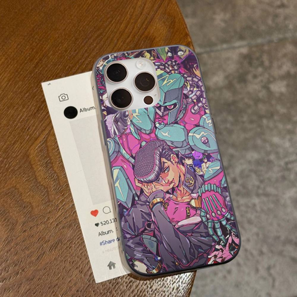 Anime Jojo Bizarre Adventure For IPhone 17 16 15 11 12 13 14 Pro Max Plus Pro Corrugated Translucent Back Phone Cover