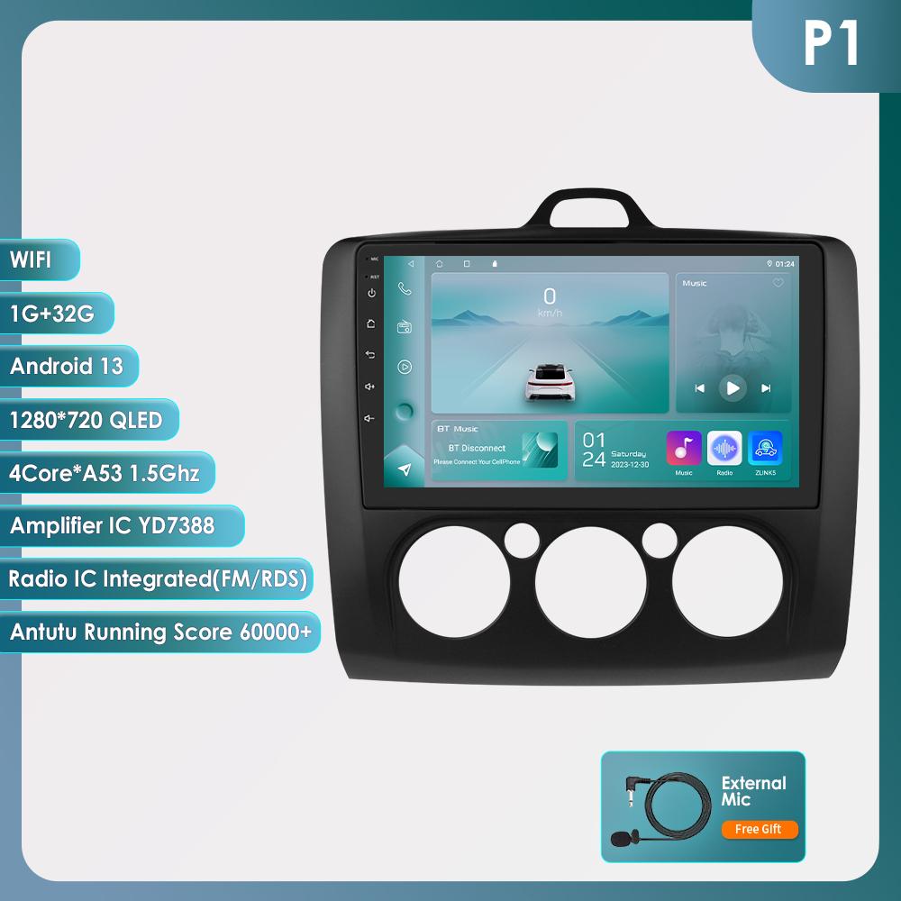 OSSURET Android13 Автомобильное радио для Ford Focus 2 3 Mk2 Mk3 2004-2011 Мультимедийный видеоплеер Навигация Интеллектуальный экран GPS 2Din Carplay 4G Авто Стерео