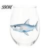 Unique Birthday Gifts for Her Marine Theme Wine Glass, Handmade Single Layer Stemless Borosilicate Glassware 400ml Capacity Drinkware Bar And