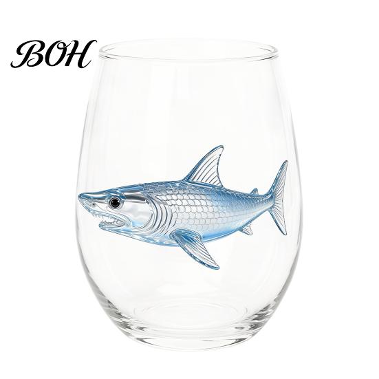 Unique Birthday Gifts for Her Marine Theme Wine Glass, Handmade Single Layer Stemless Borosilicate Glassware 400ml Capacity Drinkware Bar And