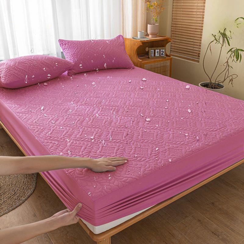 2026 Водонепроницаемый Однотонный Стеганый Тисненый Наматрасник Простыня-чехол для Матраса Толстая Мягкая Подкладка для Кровати (Нет наволочек)