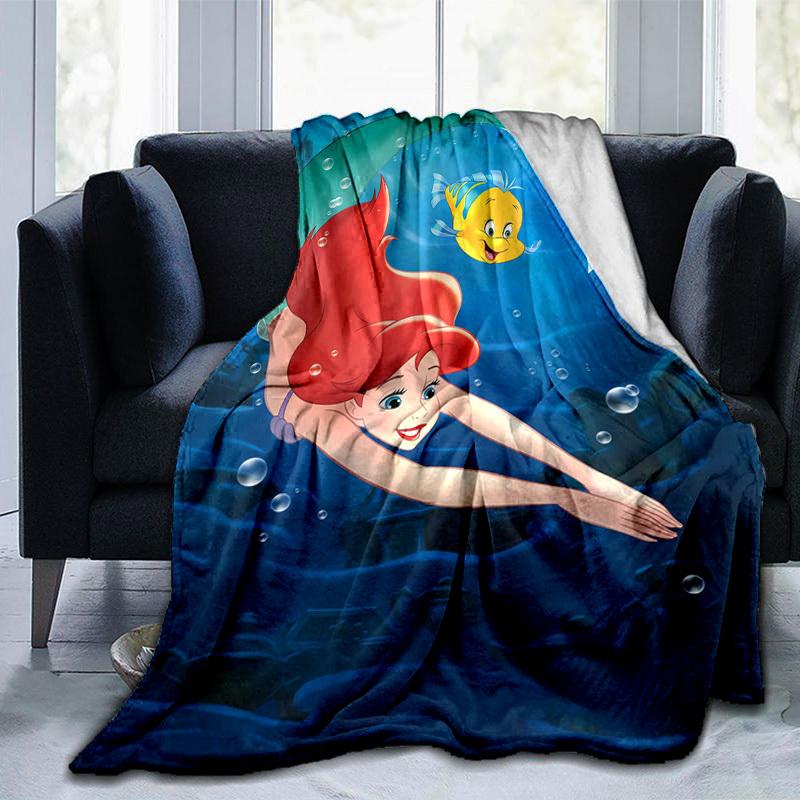 1 шт., Плед-хвост русалки принцессы Диснея Ариэль, Домашний декор, Плед для дивана, Плед для улицы, Подарок друзьям, Фланелевая покрывало