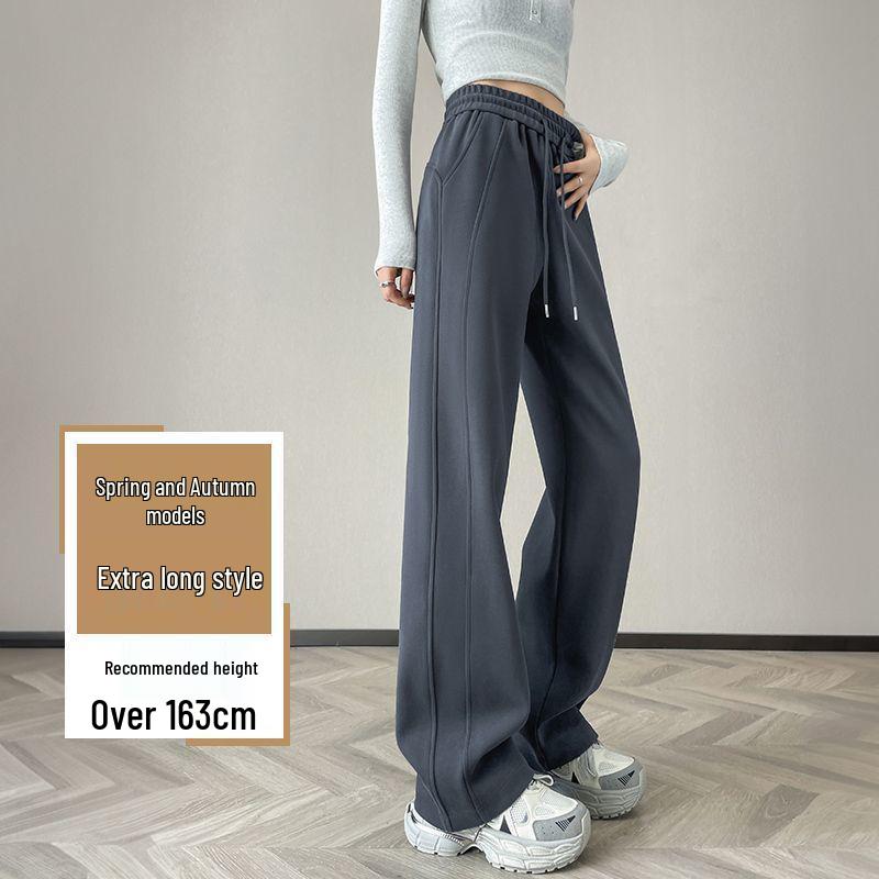Women's Pear Shape Dopamine Sweatpants - Spring/Autumn, Yellow, Straight and Wide Leg, Solid Color