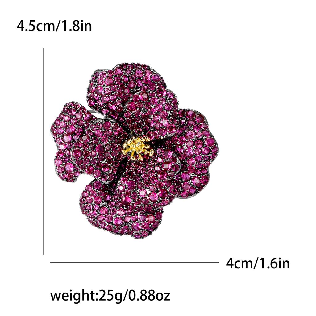 Fashion Heavy Industry Zircon Camellia Brooch Rhinestone Pin Women'S Dress Suit Accessories Corsage Matching