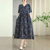 Короткий рукав Плюс размер Хлопок лен винтажный цветочный новый в платьях для женщин повседневное свободное длинное летнее платье