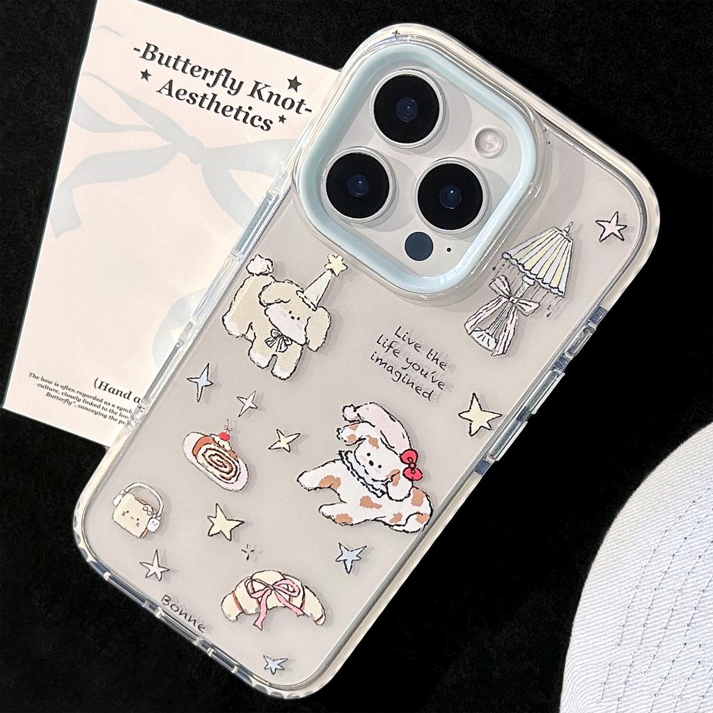Cartoon Illustration Puppy Suitable for Apple 16 Mobile Phone Case 14 Niche Doodle IPhone 15 Promax Transparent 11 Soft