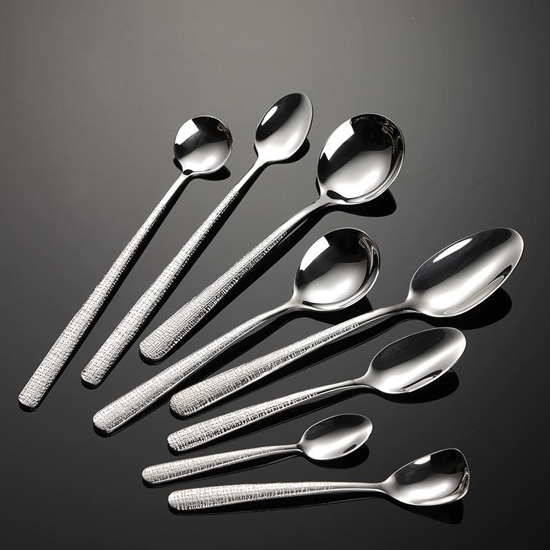 304 Stainless Steel Elegant Series Relief Crack Creative High Value Western Food Knife and Fork Spoon Dessert Ice Spoon and Fork