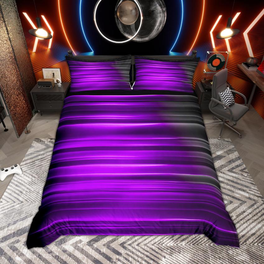 Comforter Homewish Modern Neon Lights Gradient Galaxy Bedding Polka Dots Set