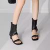 2025 New Belt Buckle Thick Heel Open-toed High-top Sandals Women's Summer Square Head Rear Zipper Cool Boots