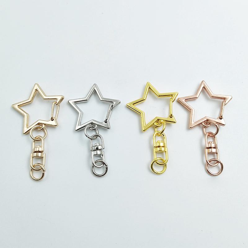 20 шт. Карабин-клип для ключей в форме звезды с пружинным зажимом и цепочкой, подвесная пряжка, открытое соединительное кольцо и металлический поворотный карабин для изготовления ювелирных изделий своими руками