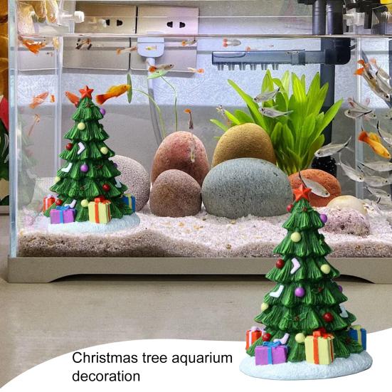 Christmas Tree Aquarium Ornament Realistic Appearance Fish Tank Decoration Resin Figurine Landscape Decor