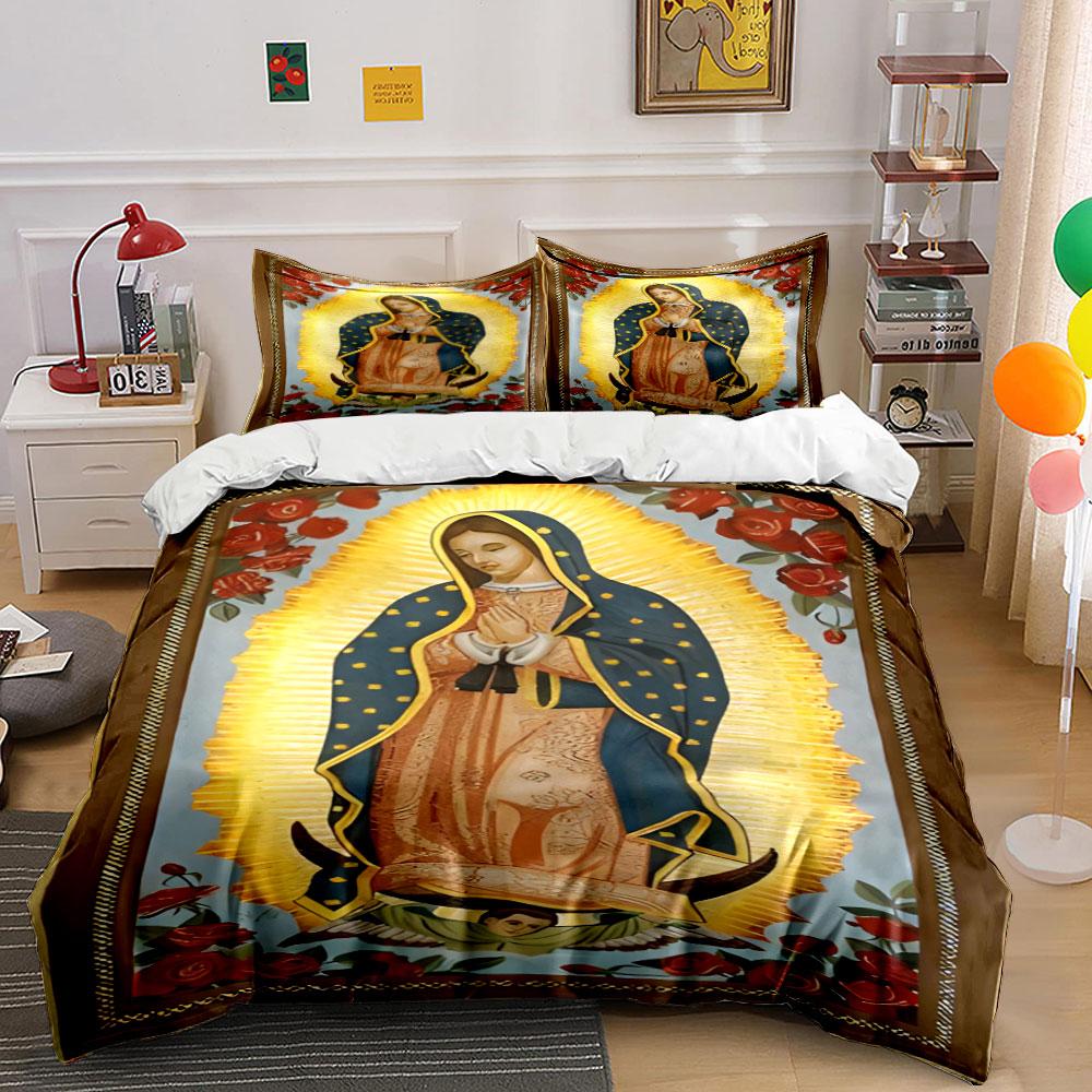 Religious figure with roses. Bedding sets Duvet cover sets Duvet covers Pillowcases(1 * Duvet Cover 2 * Pillowcases without duvet insert)