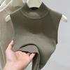 Turtleneck Sleeveless Sweater Slim Fit Pullover Vest Women's Autumn Ribbed Knitted Base Layer Sleeveless Top