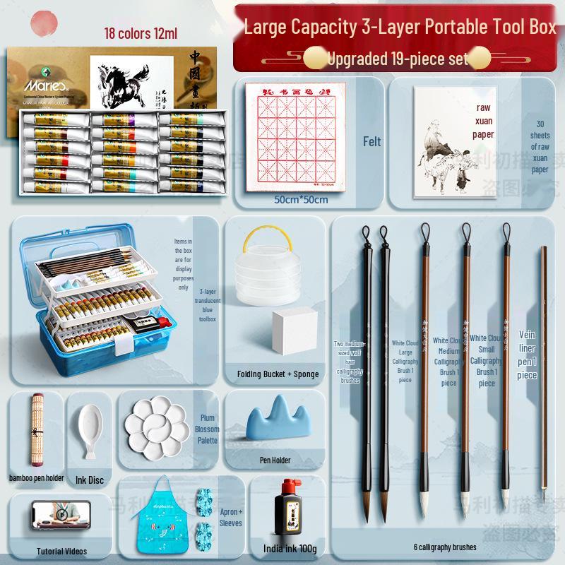 Набор Марии для начинающих из 12 цветов для детской живописи тушью с кистями