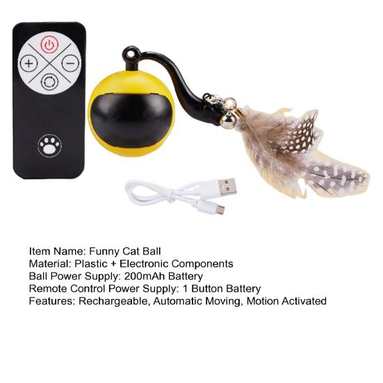 Интерактивная игрушка для кошек, перезаряжаемая автоматическая игрушка для кошек, мяч с дистанционным управлением, активируемый движением, самокатящийся мяч для домашних кошек