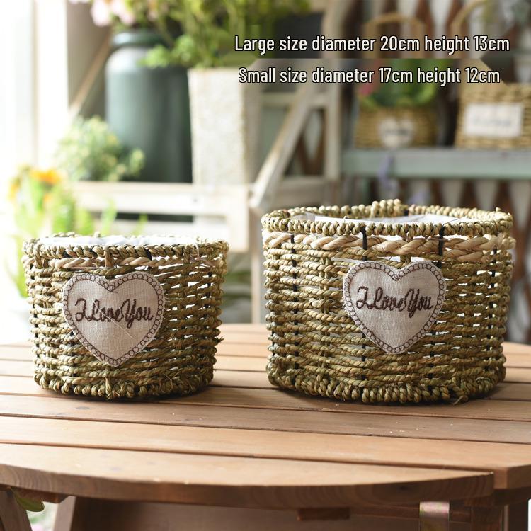 Пасторальная скандинавская плетеная цветочная корзина-сумка для композиций из сухоцветов и горшка с суккулентом