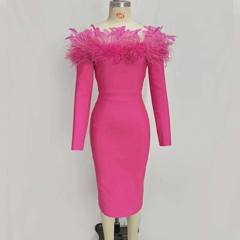 Представляем новейшее вечернее платье-бандаж с перьями на одно плечо — в стиле знаменитостей!