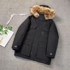 Мужская модная пуховая куртка с меховым воротником - Зима 2025, Унисекс, Теплая, С капюшоном, Ветрозащитная.