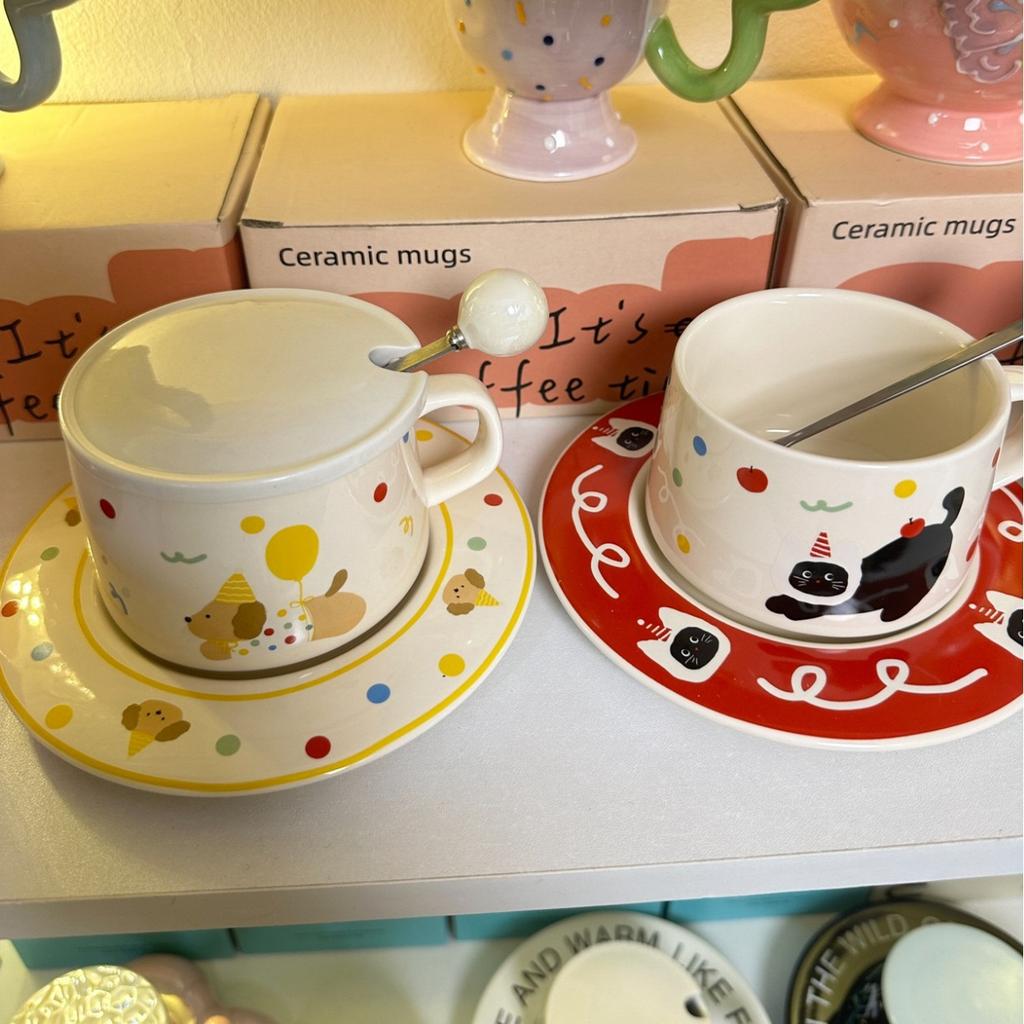 Кружка Керамическая чашка Чашка для воды Милая кофейная чашка Набор с блюдцем Скандинавский Инс Простая и красивая чашка для девочек