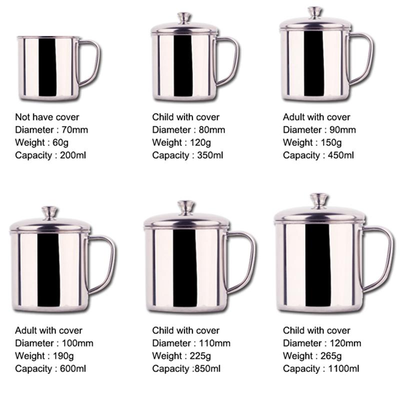 200-1100 мл кружка для питья с ручкой из нержавеющей стали для воды, молока, кофе, чая, кружка для кемпинга, домашняя дорожная посуда для питья, чашка для воды