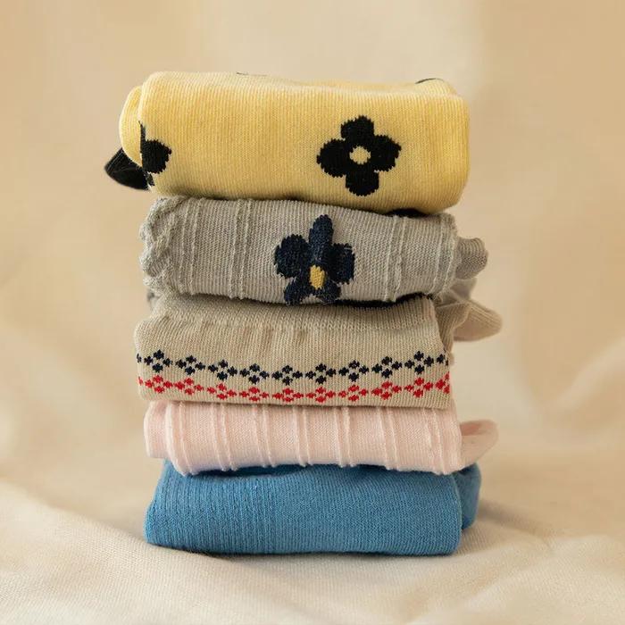 [Подарочный набор] Женские носки Daily Vintage 5 пар (03-04) (Носки женские) + Бесплатная корзина для покупок