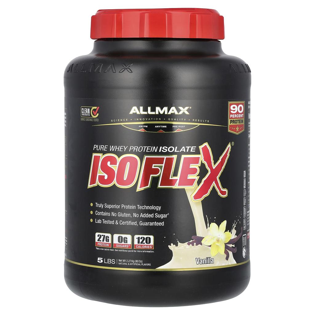 ALLMAX, Isoplex, 100% Ultra-Pure Whey Protein Isolate (WPI Ion-Charged Particle Filtration), Vanilla, 5 Lbs (2.27 Kg)