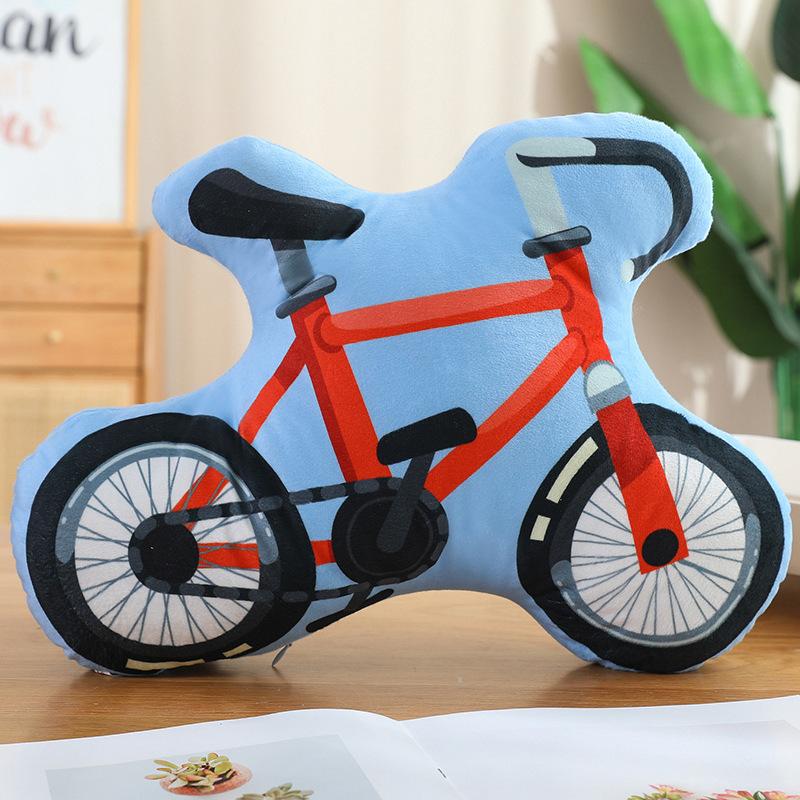 11Types Cartoon 3D Police Car Fire Trucks Bicycles Motorcycles Plush Toys Stuffed Car Doll Hug Pillows Cushion Kids Gifts Decor
