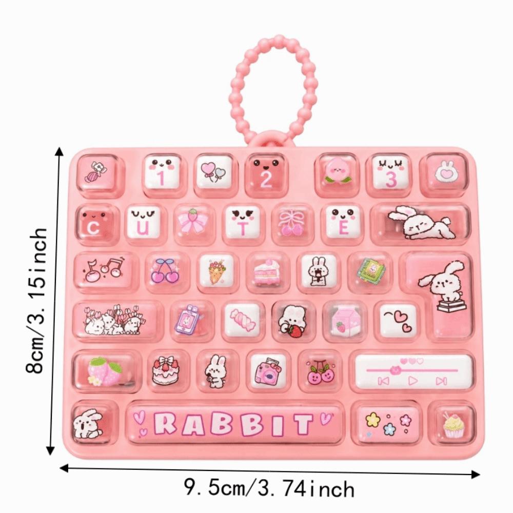 Mini 37 Keys Keyboard Keychain Cartoon Keyboard Clicker Keychain Sensory Clicker Toys Student Gift